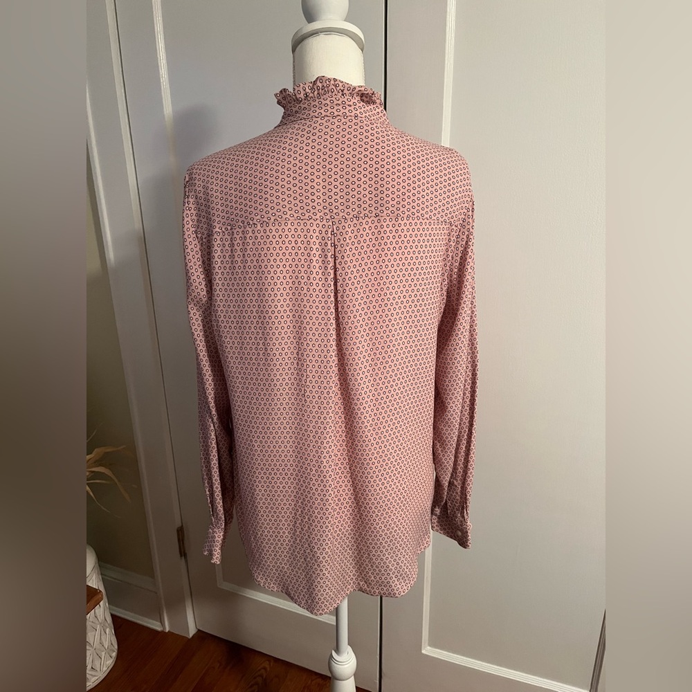 Gap Pink Patterned Blouse With Ruffles - image 3
